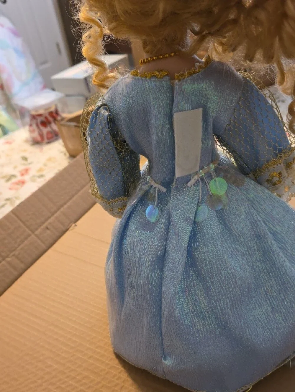 Umbrella Porcelain Princess Doll in Blue Dress